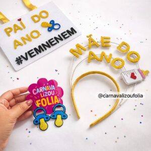 Kit Tiara, Plaquinha e Brinco | Mãe & Pai Do Ano