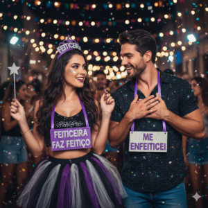 Kit casal Feiticeira com Coroa Faz Feitiço Me Enfeiticei