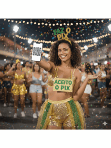 Kit Tiara Faz o Pix e Placa Aceito o Pix Carnaval
