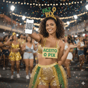 Kit Tiara Faz o Pix e Placa Aceito o Pix Carnaval