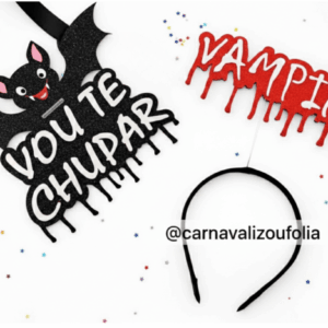 Kit Tiara Vampiro e Placa Morcego
