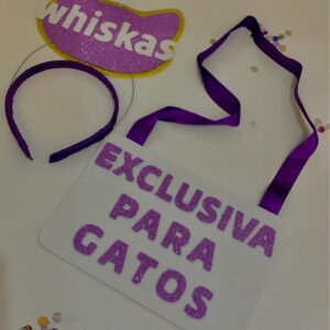 Kit Carnaval - Tiara "Whiskas" e Plaquinha "Exclusiva Para Gatos"